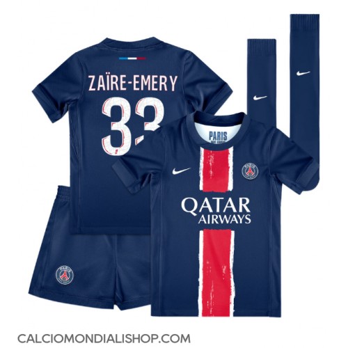 Maglie da calcio Paris Saint-Germain Warren Zaire-Emery #33 Prima Maglia Bambino 2024-25 Manica Corta (+ Pantaloni corti)